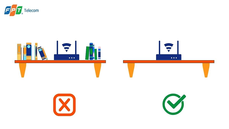 Đặt WiFi tại nơi ít hoặc không có vật cản