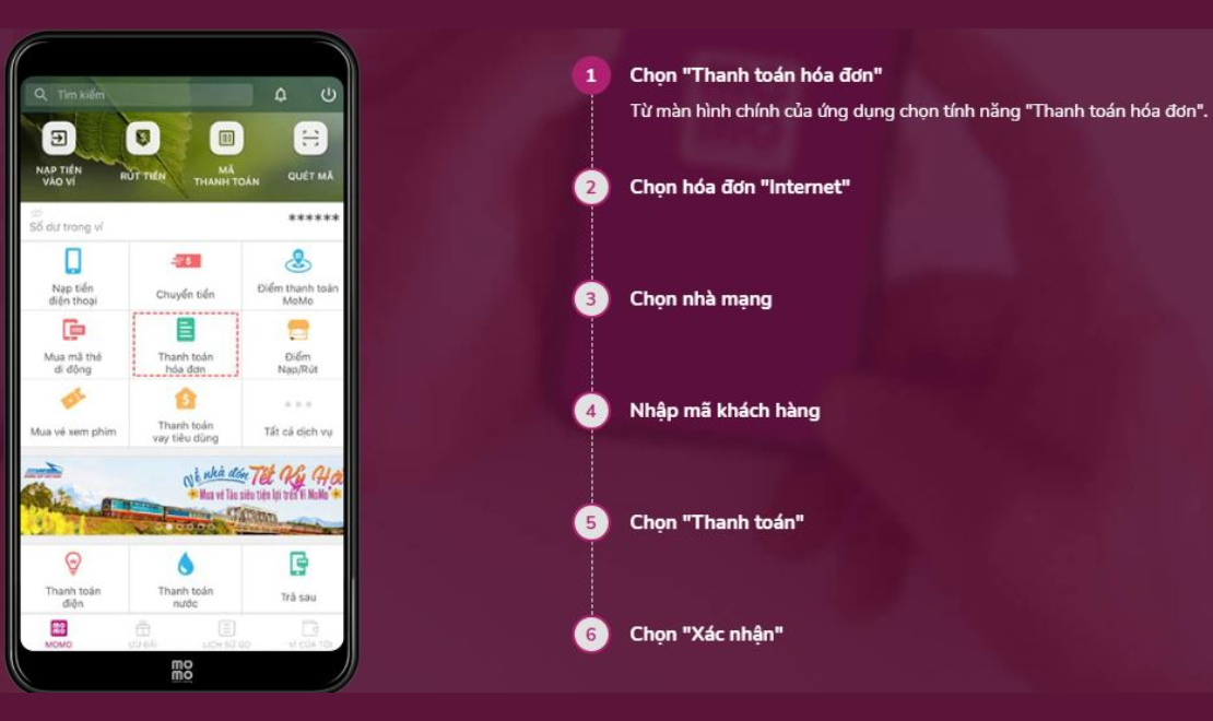 Đóng tiền mạng FPT qua app Momo