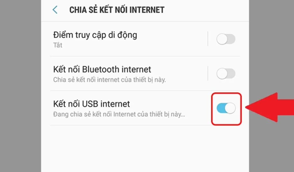 Hướng dẫn chia sẻ mạng từ điện thoại sang m&aacute;y t&iacute;nh bằng c&aacute;p USB