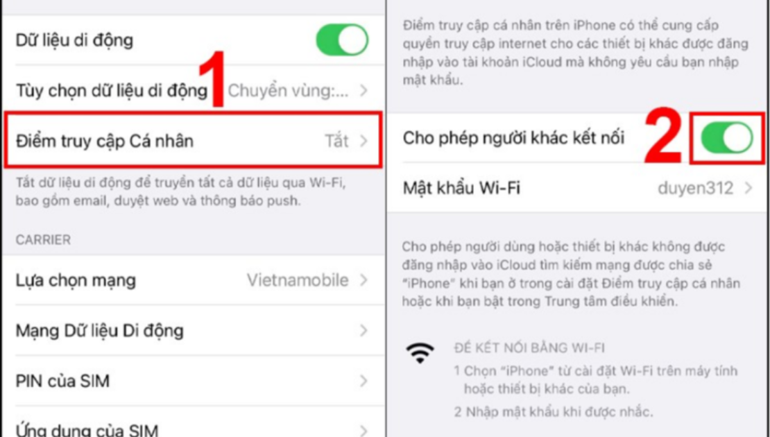 cách chia sẻ WiFi trên iPhone 