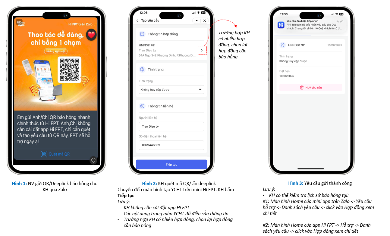 Hướng dẫn thao tác deeplink/QR qua mini app Hi FPT: