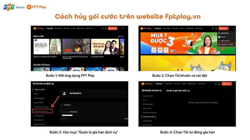 lưu ý khi hủy gói cước fpt play