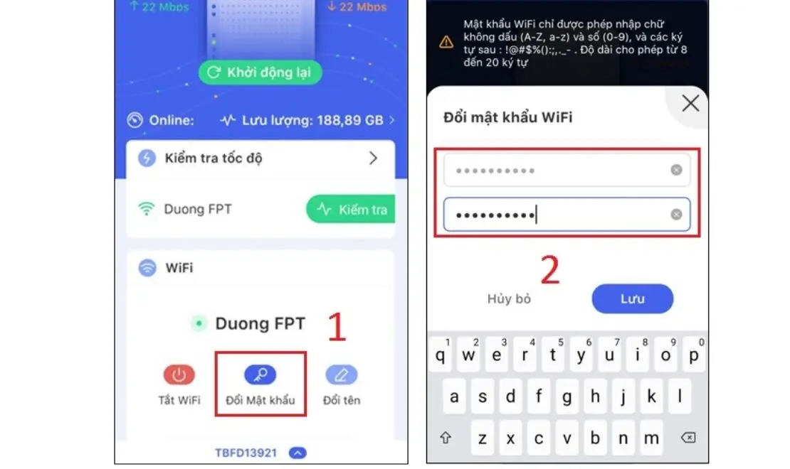 cách đổi pass wifi fpt